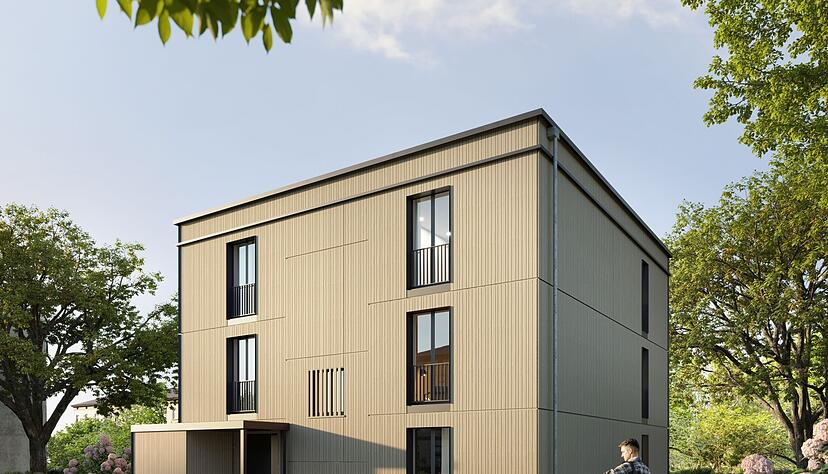 Die seriell gefertigten Häuser sollen bezahlbaren Wohnraum schaffen. Die Stadtsiedlung hat in einer Einkaufsgemeinschaft mit Stuttgart vorerst acht dieser Würfel bestellt. Foto/Illustration: Bloomimages Die seriell gefertigten Häuser sollen bezahlbaren Wohnraum schaffen. Die Stadtsiedlung hat in einer Einkaufsgemeinschaft mit Stuttgart vorerst acht dieser Würfel bestellt. Foto/Illustration: Bloomimages