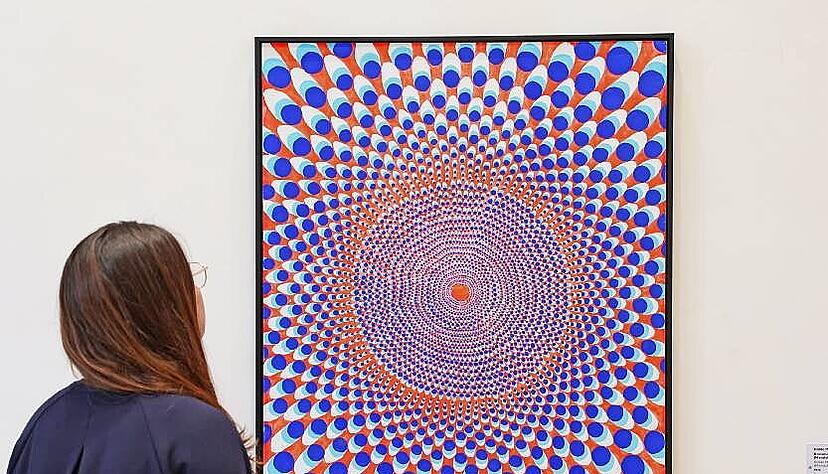 Hypnotisierend: Isolde Maria Joham, "Kreismeditation Blau-Rot (Mandala, psychedelisch)" (1972). Hypnotisierend: Isolde Maria Joham, "Kreismeditation Blau-Rot (Mandala, psychedelisch)" (1972).