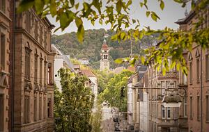 Unterwegs rund um den Marienplatz: Blick von der Willy-Reichert-Staffel in Richtung Mörikestraße.
