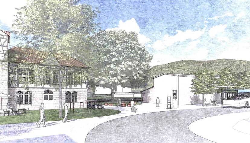 Aufenthaltsfl&auml;chen rund um das Bahnhofsgeb&auml;ude und der Bus-Stopp an anderer Stelle sind unter anderem vorgesehen.