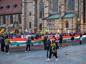Einsatz f&uuml;r die Demokratie auf dem Heilbronner Kiliansplatz.