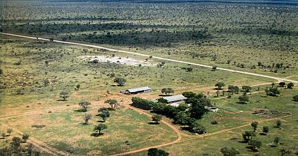 Dieses Foto zeigt die Farm "Wimpfen" in der Kalahari von oben. Udo Wieland verbrachte die meiste Zeit seines Lebens dort.