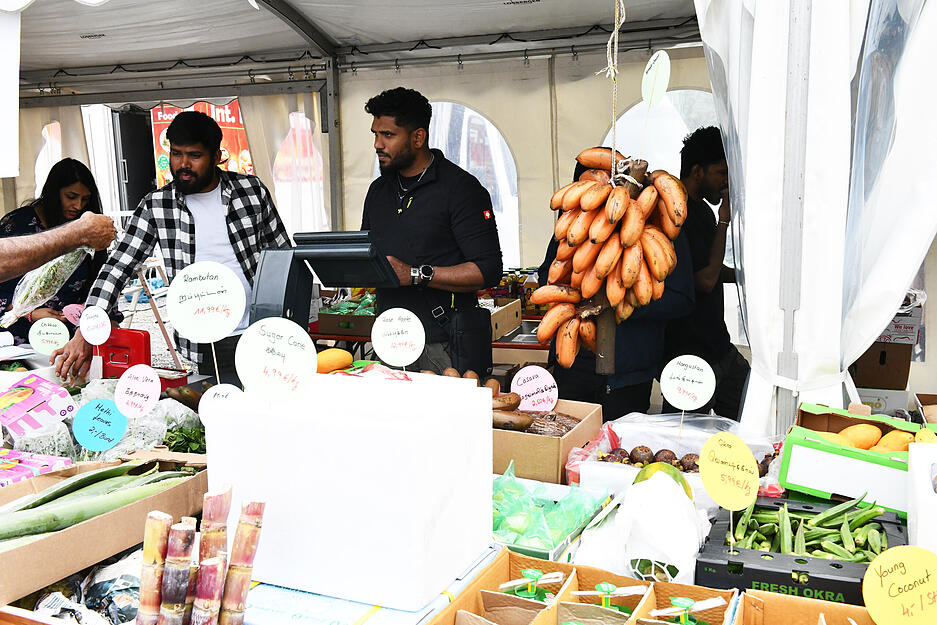 Beim zweiten "Indischen und ceylonischen Kulturfestival" auf der Theresienwiese in Heilbronn finden die Besucher etliche Stände mit Kleidung, Schmuck und Lebensmittel aus Indien und Sri Lanka.