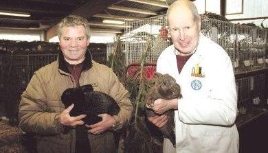 Zwei Unikate der Kleintierzucht: Der siebenfache Deutsche Meister in der Kleintierzucht Walter Pfeffinger (links) und der Backnanger Preisrichter Adolf Gr&uuml;n.Foto: Josef Staudinger