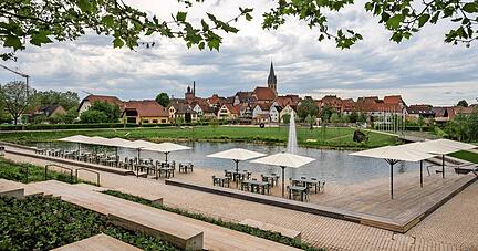 "Der Sommer, die Stadt und Du!": Eppingen ist für die Gartenschau gerüstet. Auch das Altstadtpanorama am Stadtweiher ist bereit für die Besucher.
Foto: Matthias Bitsch "Der Sommer, die Stadt und Du!": Eppingen ist für die Gartenschau gerüstet. Auch das Altstadtpanorama am Stadtweiher ist bereit für die Besucher.
Foto: Matthias Bitsch
