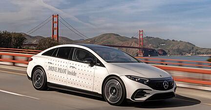 Ende 2023 will Mercedes die ersten Kundenfahrzeuge mit dem Autopiloten ausliefern. Los geht"s mit den Luxusmodellen EQS (im Bild) und der S-Klasse.
Foto: Mercedes