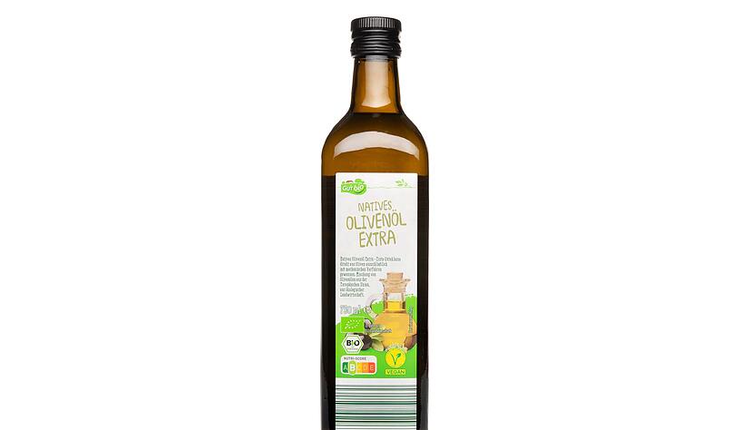 Noch mal Aldi auf dem Treppchen: Das Gut Bio, Natives Olivenöl Extra für 9,27 Euro/Liter bekam die Note 2,3.