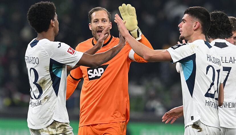 Die Hoffenheimer Feiergesellschaft nach dem 2:0 in Bremen.