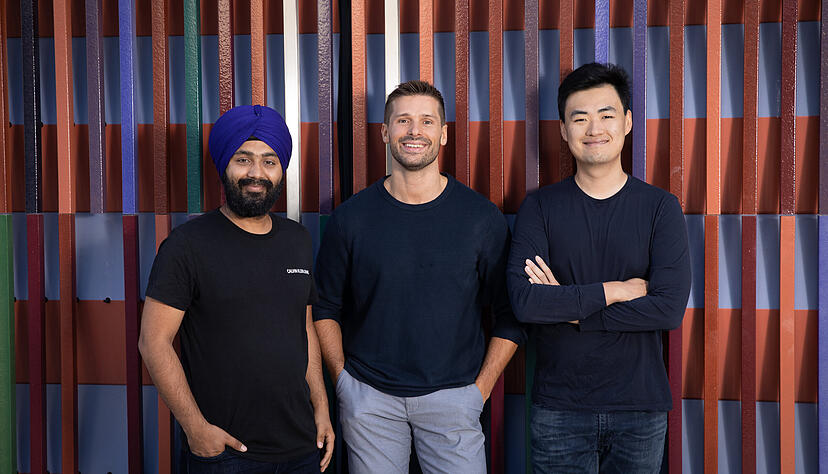 Das Gr&uuml;nderteam von Rockettutor. Von links nach rechts: Komaldeep Chahal, Lionel R&uuml;hlemann und Yue Wu.