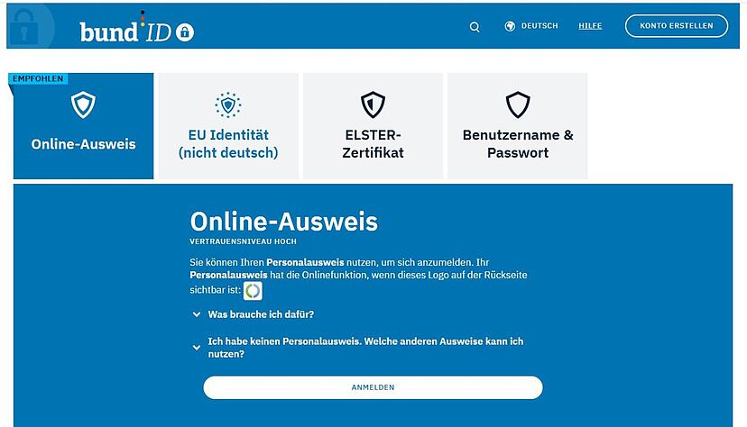 Man hat mehrere Möglichkeiten, sich fürs Bund-ID-Konto zu identifizieren. Man hat mehrere Möglichkeiten, sich fürs Bund-ID-Konto zu identifizieren.