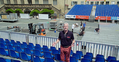 Am Marktplatz in Heilbronn läuft der Aufbau. Am Marktplatz in Heilbronn läuft der Aufbau.
