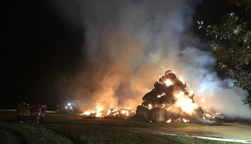 Die Feuerwehr lässt das Feuer kontrolliert abbrennen. Foto: Adrian Hoffmann Die Feuerwehr lässt das Feuer kontrolliert abbrennen. Foto: Adrian Hoffmann
