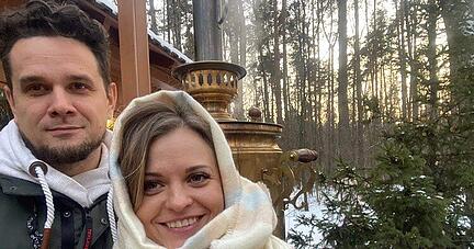 Eduard Perevalov und seine Frau Ekaterina Tretjakova in Moskau Eduard Perevalov und seine Frau Ekaterina Tretjakova in Moskau