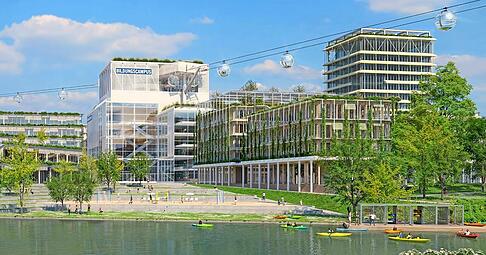Gondeln schweben über den Neckar auf den Bildungscampus West: So könnte die Heilbronner Seilbahn aussehen. Gondeln schweben über den Neckar auf den Bildungscampus West: So könnte die Heilbronner Seilbahn aussehen.
