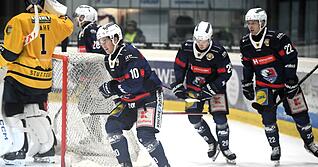 Die Heilbronner Paradereihe um Nolan Ritchie, Calder Anderson und Thore Weyrauch kann auch kommende Saison für Furore im Falken-Dress sorgen.