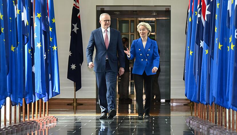 &laquo;Die EU und Australien m&ouml;gen geografisch weit voneinander entfernt sein, aber wir k&ouml;nnten in Bezug auf die Art und Weise, wie wir die Welt sehen, nicht n&auml;her sein&raquo;, sagt Ursula von der Leyen mit Blick auf die Beziehungen zu Australien.