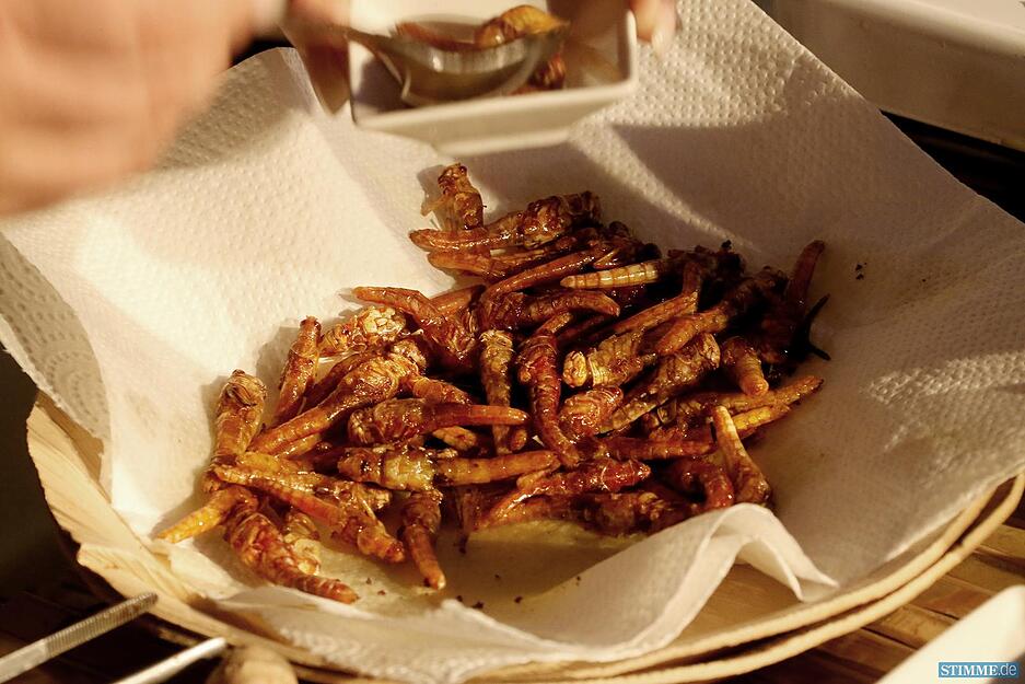 Insektenkoch Frank Ochmann im Audi-Forum Neckarsulm.