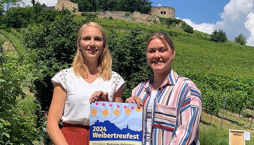 Maria Wagner (links) und Antonia Bihlmaier haben jede Menge Zeit und Herzblut in die Konzeption des neuen Weibertreufestes gesteckt. Jetzt muss am 29. und 30. Juni das Wetter nur noch  so gut sein wie bei diesem Foto-Termin.