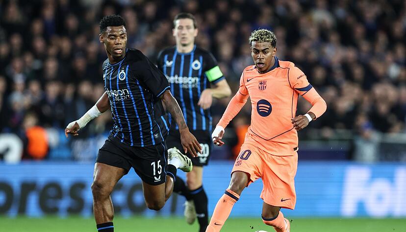 Yamal (rechts) rettete Barcelona einen Punkt in Brügge. Yamal (rechts) rettete Barcelona einen Punkt in Brügge.