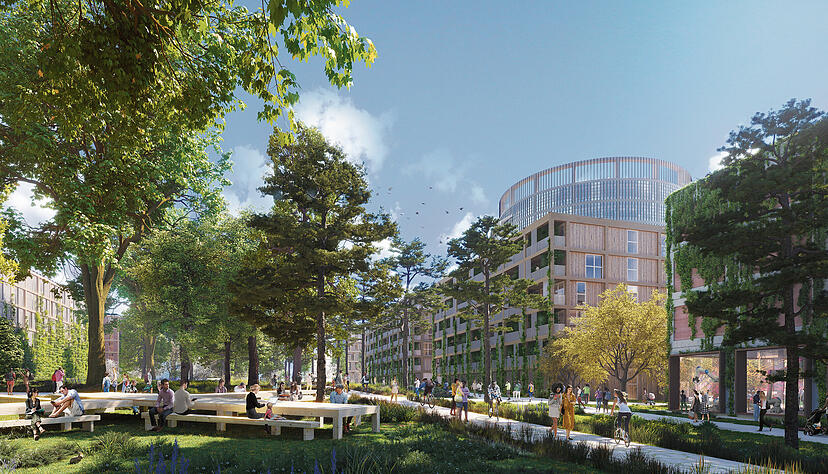 Am KI-Innovationspark (Ipai) in Heilbronn sollen sich nach den Vorstellungen der Rotterdamer Architekten von MVRDV ebenfalls Pflanzen an den Fassaden emporwinden. Am KI-Innovationspark (Ipai) in Heilbronn sollen sich nach den Vorstellungen der Rotterdamer Architekten von MVRDV ebenfalls Pflanzen an den Fassaden emporwinden.