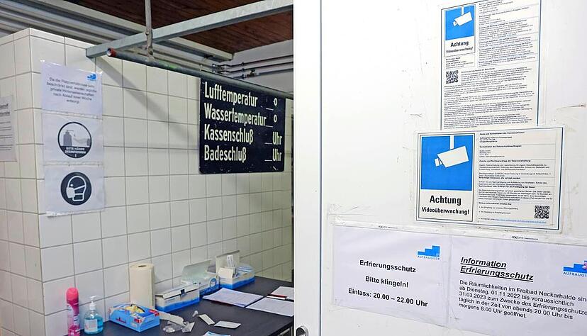 Wo bis vor kurzem noch die Wassertemperatur des Freibads angeschrieben stand, finden im Winter Obdachlose Zuflucht für die Nacht. 
Foto: Archiv/Seidel Wo bis vor kurzem noch die Wassertemperatur des Freibads angeschrieben stand, finden im Winter Obdachlose Zuflucht für die Nacht. 
Foto: Archiv/Seidel