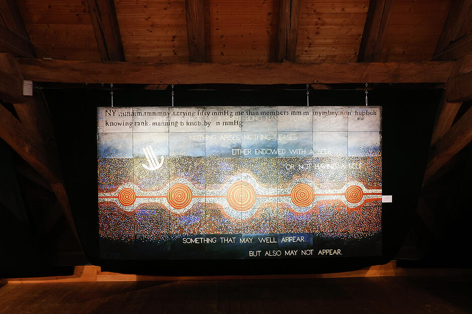 Aboriginale Motive und europäische Kunsttraditionen begegnen sich im „Wilden Paradies“.