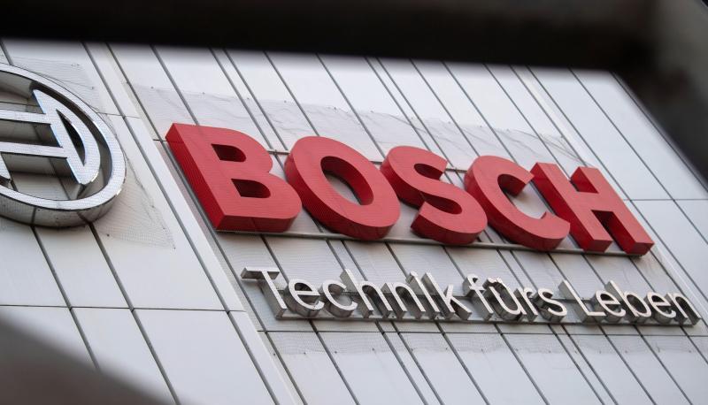 Das Logo von Bosch ist an einem Gebäude in der Innenstadt zu sehen. Das Logo von Bosch ist an einem Gebäude in der Innenstadt zu sehen.
