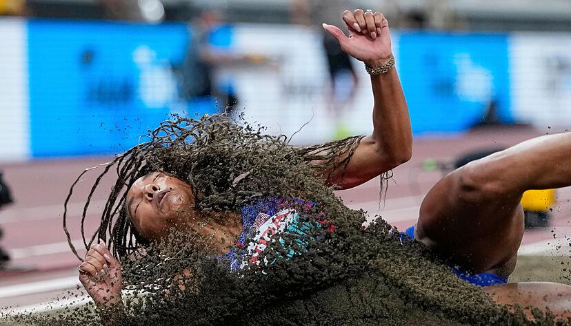 Mihambo-Konkurrentin Tara Davis-Woodhall überzeugt bei der WM. Mihambo-Konkurrentin Tara Davis-Woodhall überzeugt bei der WM.