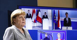 Kanzlerin Merkel spricht mit Frankreichs Präsident Macron, Österreichs Bundeskanzler Kurz, Niederlandes Ministerpräsident Rutte, EU-Kommissionspräsidentin von der Leyen und EU-Ratspräsident Michel über den Kampf gegen islamistischen Terror. Kanzlerin Merkel spricht mit Frankreichs Präsident Macron, Österreichs Bundeskanzler Kurz, Niederlandes Ministerpräsident Rutte, EU-Kommissionspräsidentin von der Leyen und EU-Ratspräsident Michel über den Kampf gegen islamistischen Terror.