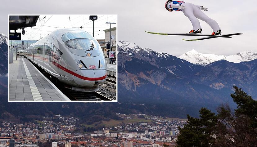 Der ICE kommt für ein Gastspiel zurück nach Heilbronn (kleines Foto) und das in höherem Takt als zunächst bekannt: Von Juli bis Dezember 2024 gibt es tägliche Verbindungen Richtung Innsbruck - wo unter anderem die Vierschanzentournee stattfindet (großes Foto). Der ICE kommt für ein Gastspiel zurück nach Heilbronn (kleines Foto) und das in höherem Takt als zunächst bekannt: Von Juli bis Dezember 2024 gibt es tägliche Verbindungen Richtung Innsbruck - wo unter anderem die Vierschanzentournee stattfindet (großes Foto).