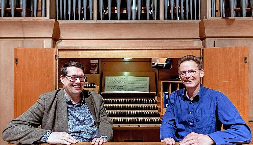 Nicht nur bei den Organisten Andreas Benz (links) und Stefan Skobowski ist die Vorfreude auf das Großprojekt „Klangraum Kilianskirche“ groß.