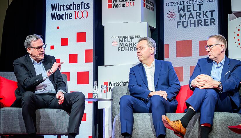 Die China-Kenner (von links) Jochen Weyrauch, CEO von D&uuml;rr, Professor Sebastian Heilmann von der Universit&auml;t Trier und Georg Weber von Wilo sprachen &uuml;ber die neuen Chancen in China.