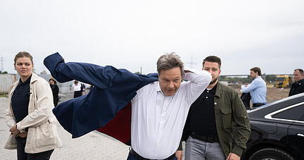 Robert Habeck nahm am Donnerstag an einer Auftaktveranstaltung für die Suedlink-Stromtrasse teil.