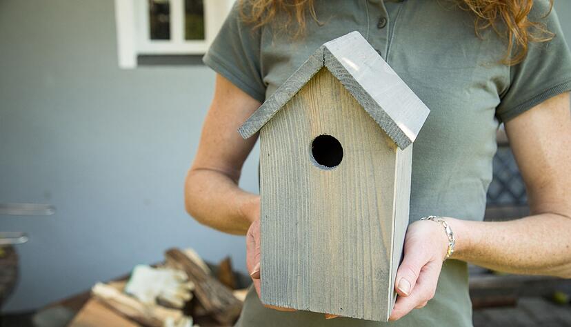 Beim Anbringen eines Nistkastens sollte man auf die Bedürfnisse der Vögel achten. (zu dpa: «Nistkästen mindestens zwei Meter über dem Boden aufhängen») Beim Anbringen eines Nistkastens sollte man auf die Bedürfnisse der Vögel achten. (zu dpa: «Nistkästen mindestens zwei Meter über dem Boden aufhängen»)