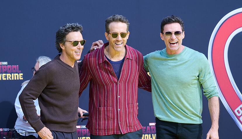 Drei Freunde: Shawn Levy (l-r), Ryan Reynolds und Hugh Jackman