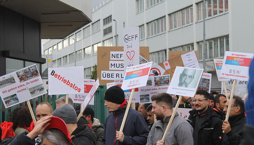 Schon mehrfach haben die Neff-Mitarbeiter in Bretten gegen die geplante Schlie&szlig;ung des Werks protestiert.