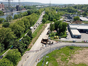 Auch im Bereich der Buchener Stra&szlig;e beim ehemaligen Landliebe-Gel&auml;nde wird die Neckartalstra&szlig;e ausgebaut.
