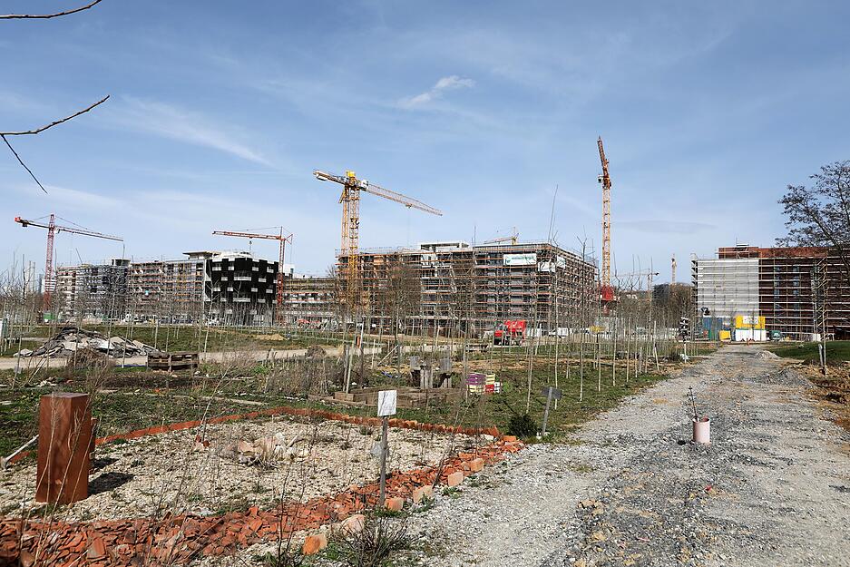 Blick auf die Gebäude im Neckarbogen.