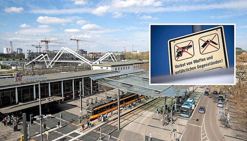Das Mitführen von Waffen und Messern am Heilbronner Hauptbahnhof und in dessen Umfeld ist ab Juni verboten. Das Mitführen von Waffen und Messern am Heilbronner Hauptbahnhof und in dessen Umfeld ist ab Juni verboten.
