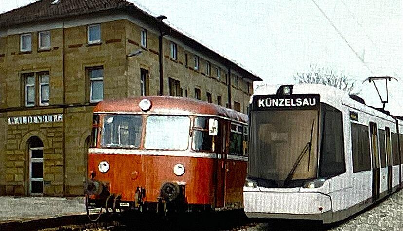Der Bahnhof in Waldenburg w&auml;re der Knotenpunkt in Verbindung zur Hohenlohebahn, wenn die Kochertalbahn reaktiviert w&uuml;rde.