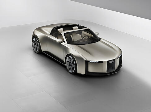 Der Audi Concept C kommt dem Serienmodell sehr nahe, heißt es aus der Designabteilung.  Auf den Markt kommt der Zweisitzer 2027.