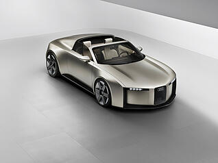 Der Audi Concept C kommt dem Serienmodell sehr nahe, heißt es aus der Designabteilung.  Auf den Markt kommt der Zweisitzer 2027.