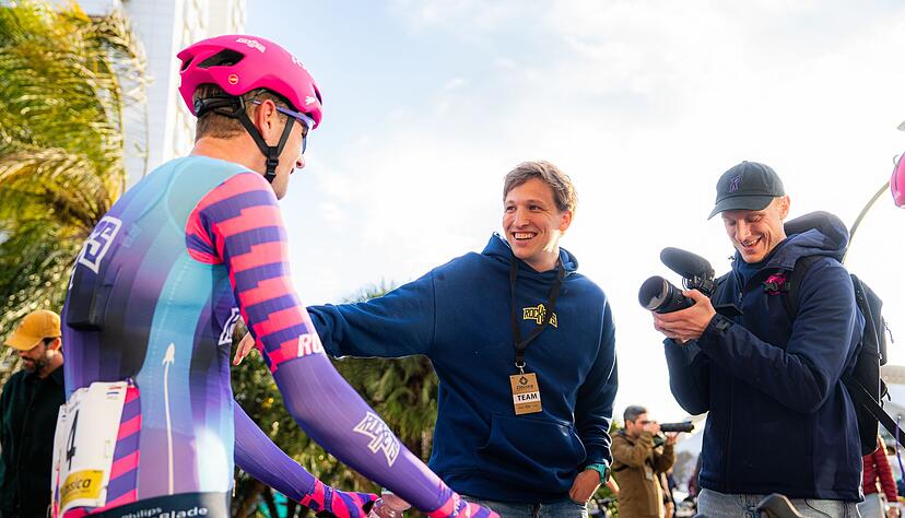 Gr&uuml;nder und Hauptdarsteller: Der Niederl&auml;nder Bas Tietema (M) ist das Gesicht der Unibet Rose Rockets.