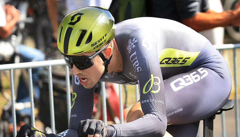 Jannik Steimle aus Deutschland vom Q36.5 Pro Cycling Team (Q36) auf der Prolog-Strecke in Schweinfurt. Jannik Steimle aus Deutschland vom Q36.5 Pro Cycling Team (Q36) auf der Prolog-Strecke in Schweinfurt.