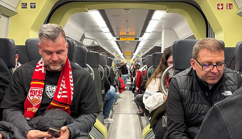 Gerade noch p&uuml;nktlich konnten die VfB-Fans den Heimweg im Zug nach Heilbronn antreten.