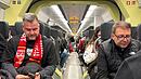 Gerade noch p&uuml;nktlich konnten die VfB-Fans den Heimweg im Zug nach Heilbronn antreten.