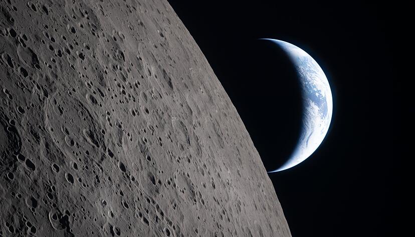 Dieses von der NASA zur Verf&uuml;gung gestellte Foto zeigt die Erde, die hinter dem Mond untergeht.