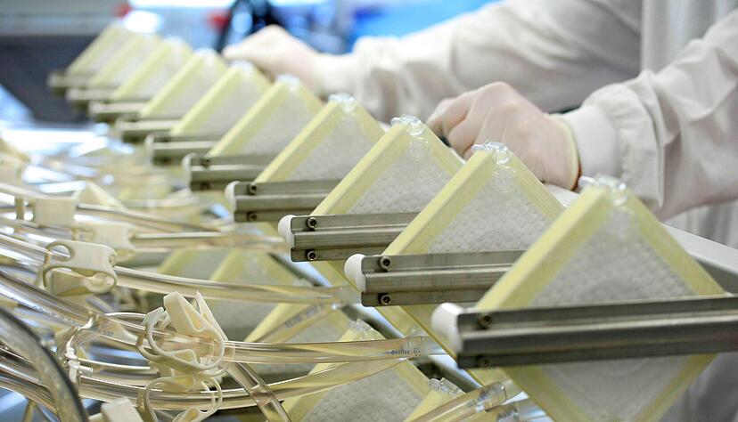 Im Zukunftspark Wohlgelegen in Heilbronn ist ein Gro&szlig;teil der Produktion der k&uuml;nstlichen Lungen &minus; im Bild links die daf&uuml;r notwendigen Membranen &minus; untergebracht.
Xenios