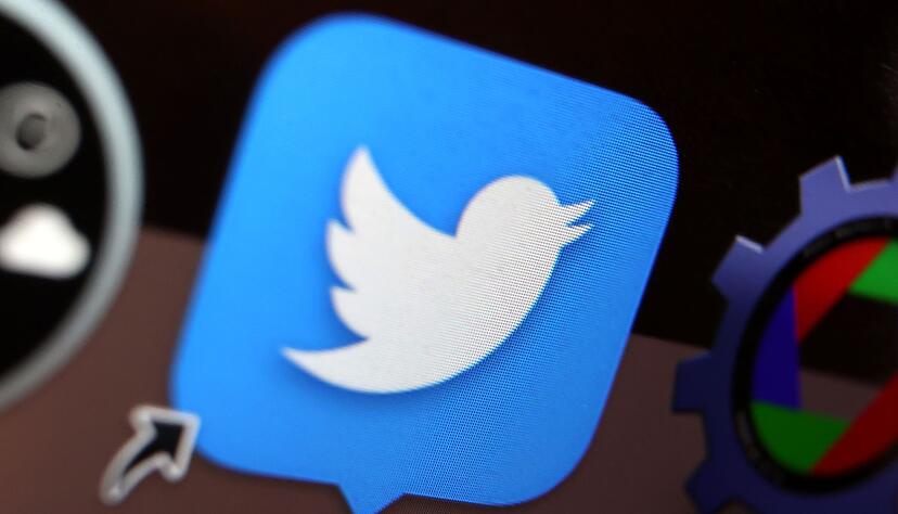 Das Logo von Twitter auf dem Display eines Laptops.