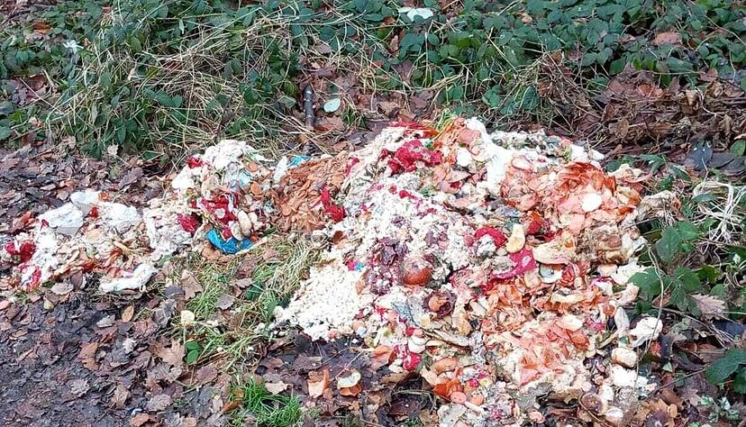 Übel: Essensreste auf einem Wanderparkplatz zwischen Kirchhausen und Leingarten.